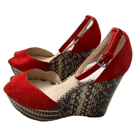 KORS Michael Kors Python Platform Wedges Size 6M - Picture 3 of 6